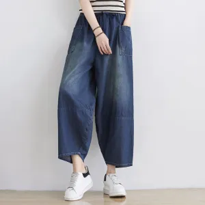 Flexible Comfort Practical Comfort Women Spring Summer Retro Loose Denim Pants