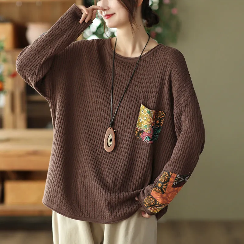 Ergonomic Sleeve Shape Static Reducing Finish Babakud Women Autumn Retro Cotton Knitted Casual Sweater