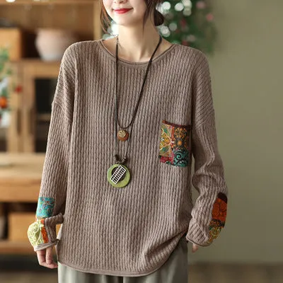 Babakud Women Autumn Retro Cotton Knitted Casual Sweater Effortless Comfort Wear