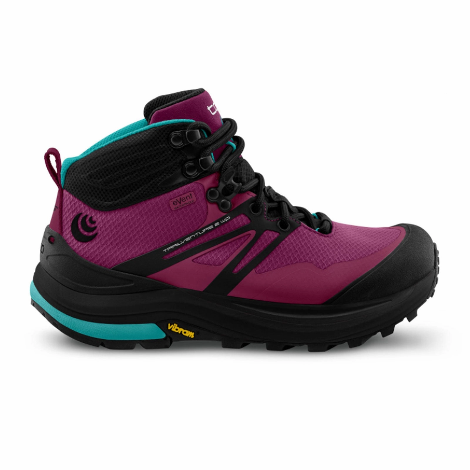 Topo Trailventure 2 Waterproof Hiking Boot (Women) - Raspberry/Black Steady Steps Quick Path