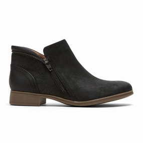 Cobb Hill Crosbie Zip Ankle Boot (Women) - Black Leather Flex Sprint