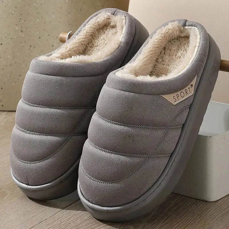 Snowfall Safety Breathable Fashion Solid Plush Slipper Winter Warm Indoor Floor Bedroom Home Slippers For Couple Thick-soled House Shoes Women Men