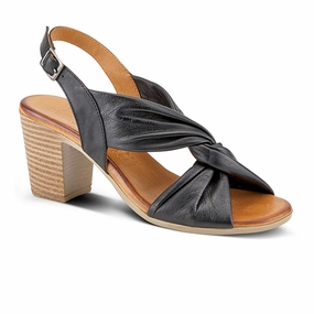 Spring Step Madeleine Heeled Sandal (Women) - Black MoistureWicking Holiday Ready