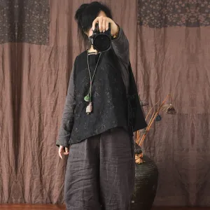 360 Degree Airflow System Women Retro Printed Patchwork Linen Vest