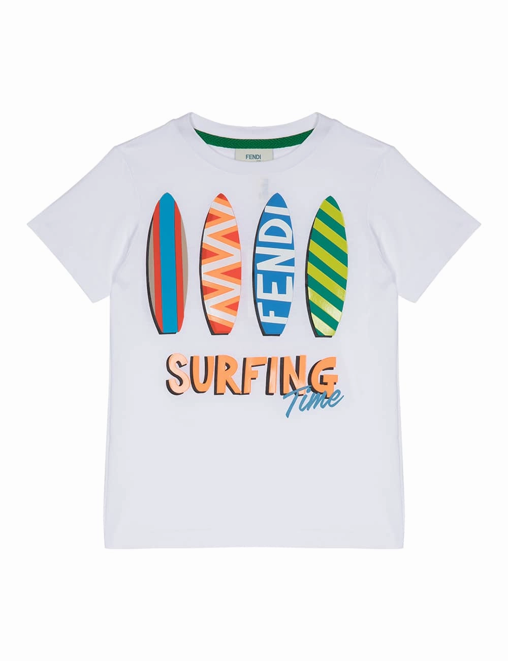 Neon colored clothes for children Fendi Kids Boys White Cotton Logo T-Shirt