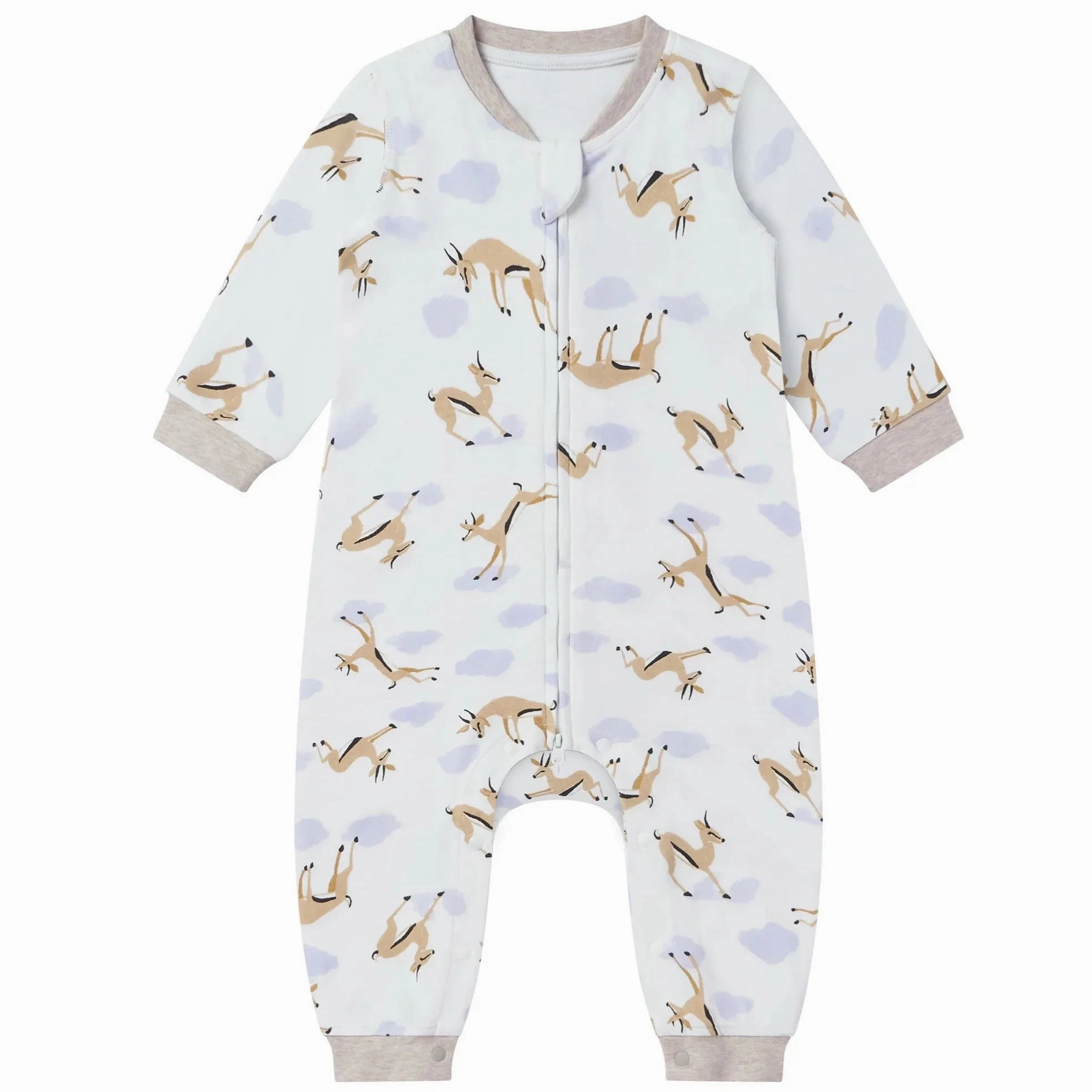 Matt Nest Designs Baby Long Sleeve Romper (Organic Cotton) - Gazelle Sky