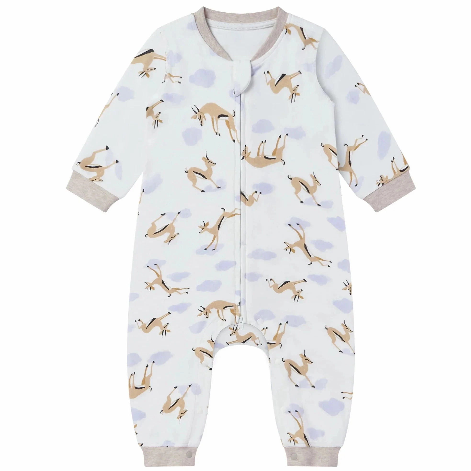 Edgy Sporty Nest Designs Baby Long Sleeve Romper (Organic Cotton) - Gazelle Sky
