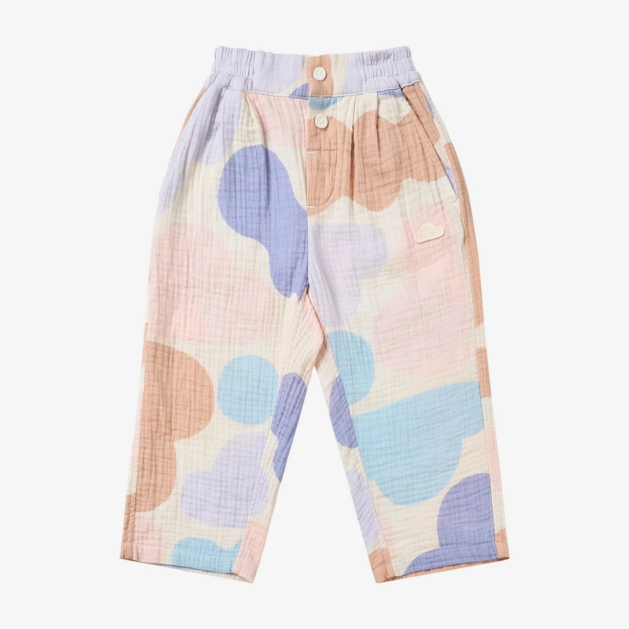 Nest Designs - Petite Revery Kids Wrinkled Muslin Pants - Cloudy Seashells Sleep - Wear