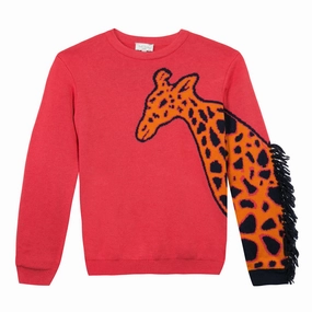 Soccer outfits for children Kindergarteners' wear Paul Smith Junior Kids Giraffe Pullover Sweater - Currant Red