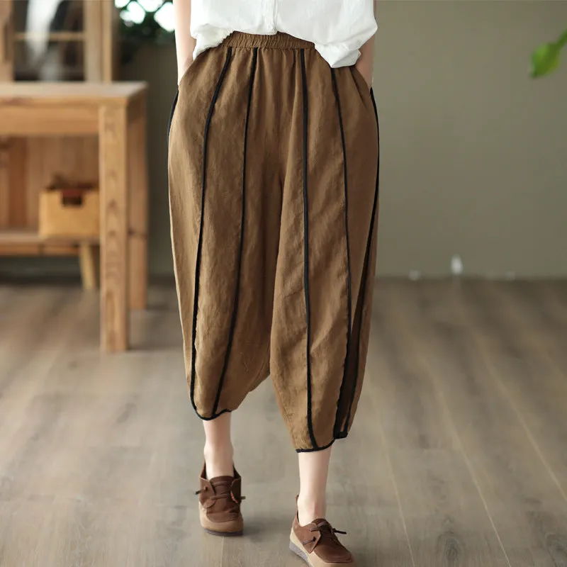 Anti Friction Lining Women Summer Cotton Linen Pants