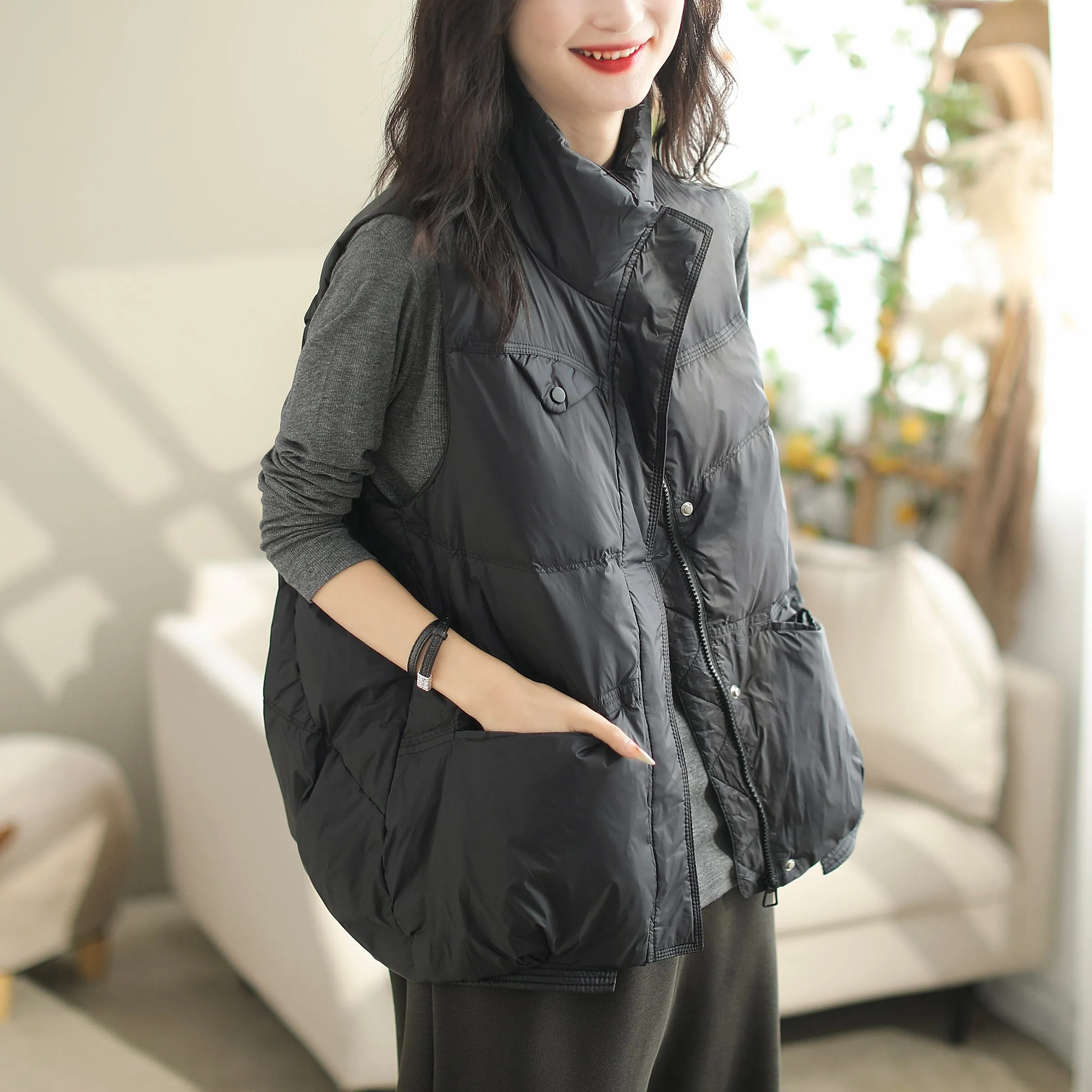 made in China Women Autumn Winter Duck Down Loose Vest