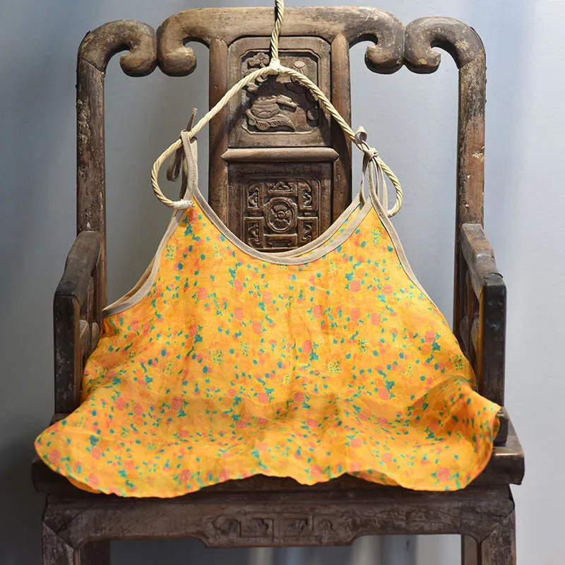 Women Summer Floral Printed Casual Vest Anti Snag Zippers without buttons