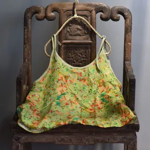 Women Summer Floral Printed Casual Vest Modular Attachment Points Elastic Edging