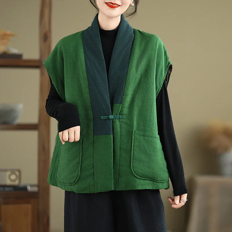 Babakud Women Winter Loose Cotton Linen Vest Durable Cordura Reinforcement Compliment