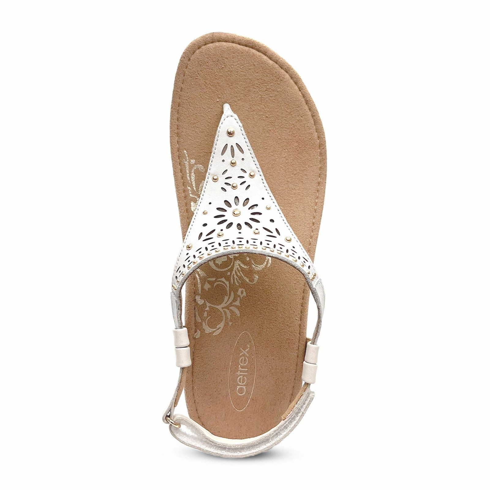 Aetrex Evelyn Backstrap Sandal (Women) - Ivory Firm Wedge Sole