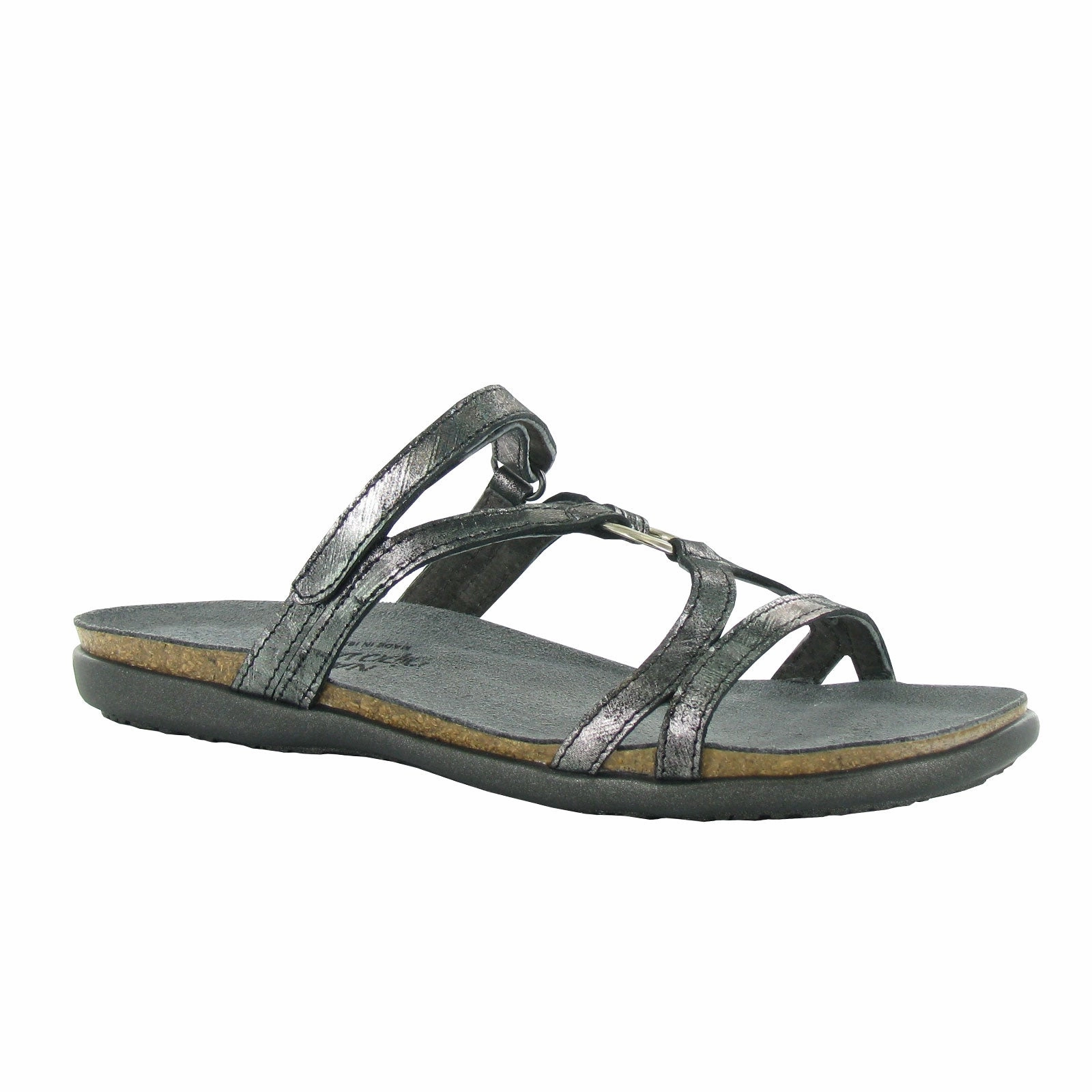 Simple Footwear Naot Carmen Slide Sandal (Women) - Metallic Onyx Leather