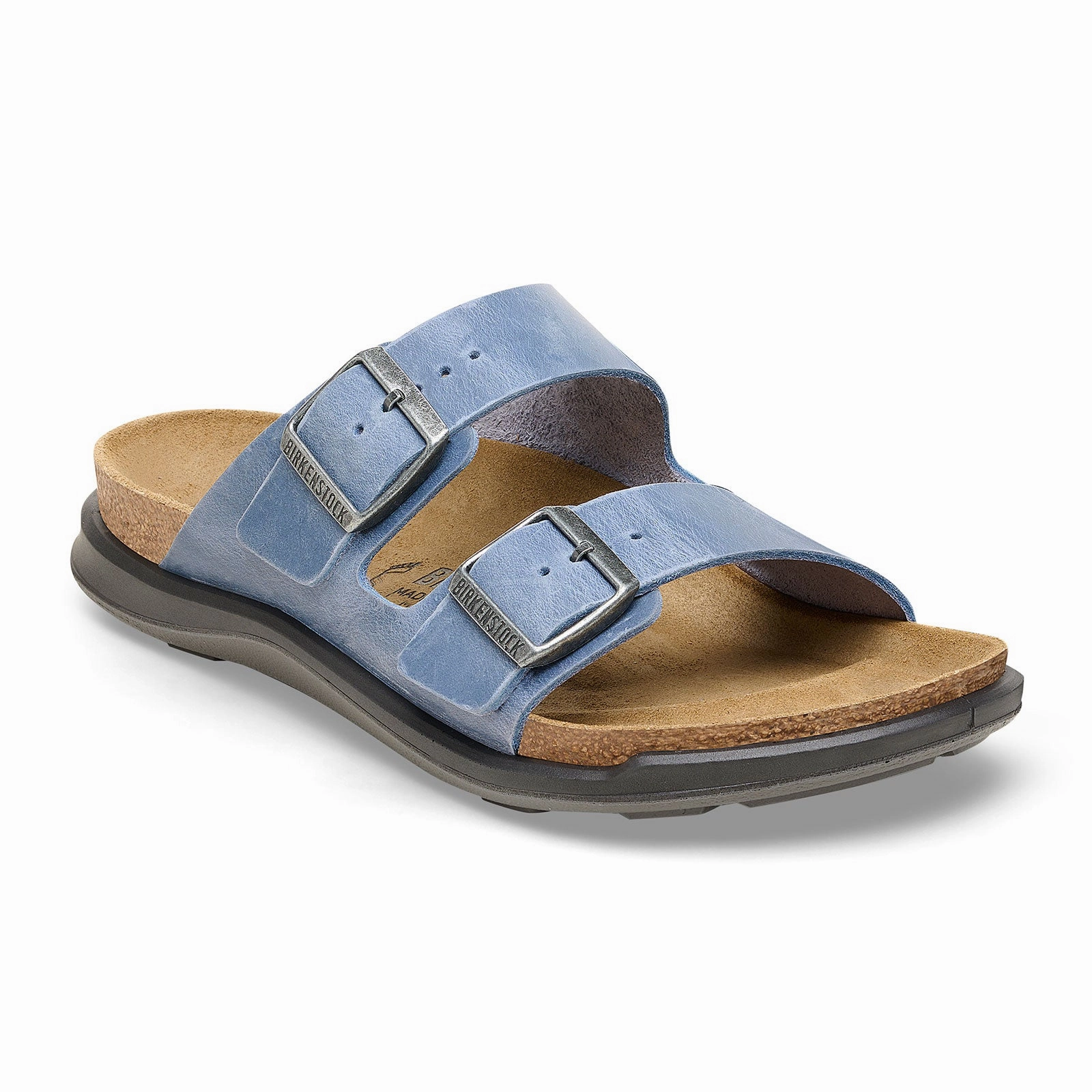 Birkenstock Arizona Rugged Slide Sandal (Men) - Elemental Blue Oiled Leather Balanced Design