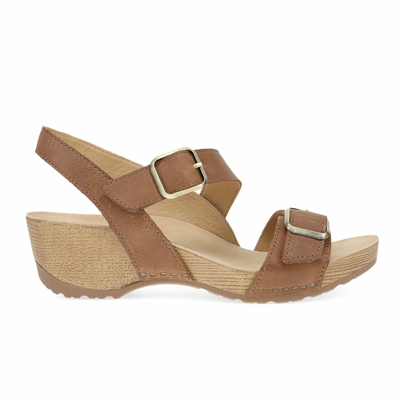 Anti Fatigue Dansko Trinity Wedge Sandal (Women) - Tan Burnished Suede