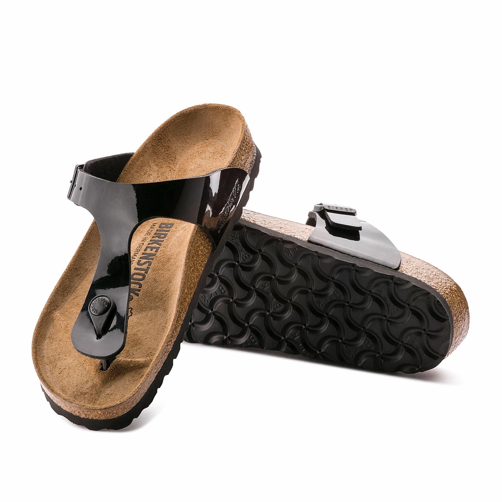 Birkenstock Gizeh Sandal (Women) - Patent Black-Birko Flor Running Specific