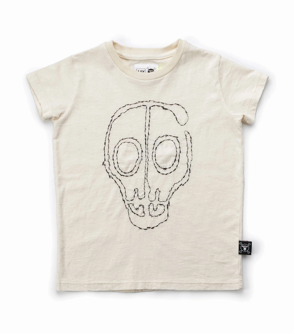 Nununu Kids EMBROIDERED SKULL MASK T-shirt in White Fall Colorful kids' clothes