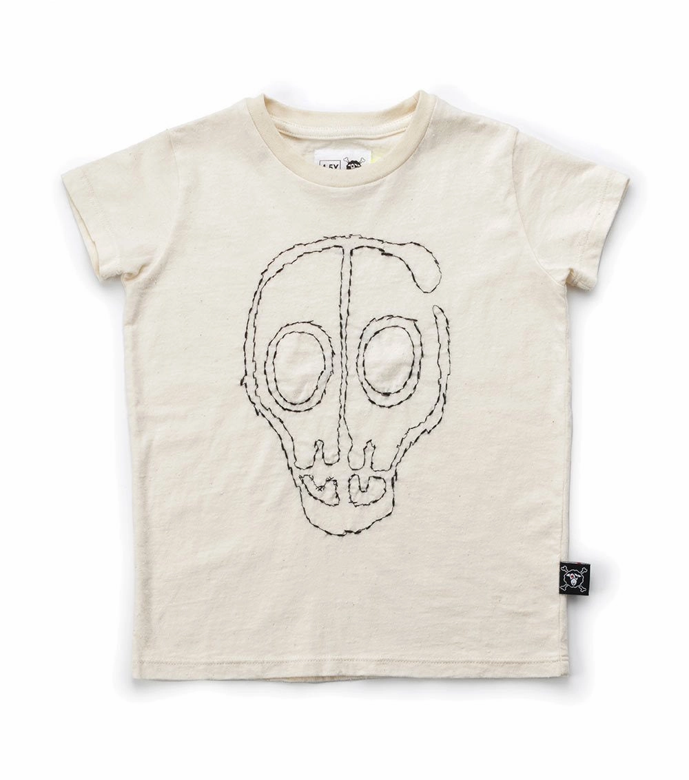 Nununu Kids EMBROIDERED SKULL MASK T-shirt in White Prince costumes for children
