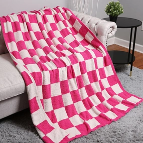 Volleyball clothes for children Durable kids' clothing Checkerboard Patterned Throw Blanket