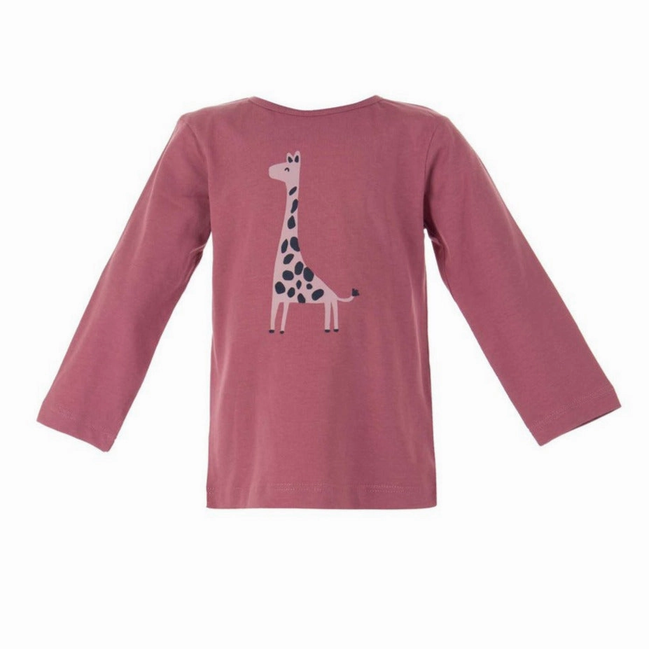 Extra - large Play - wear Losan Baby Long Sleeve Pink Tee - Giraffe - 12-18M