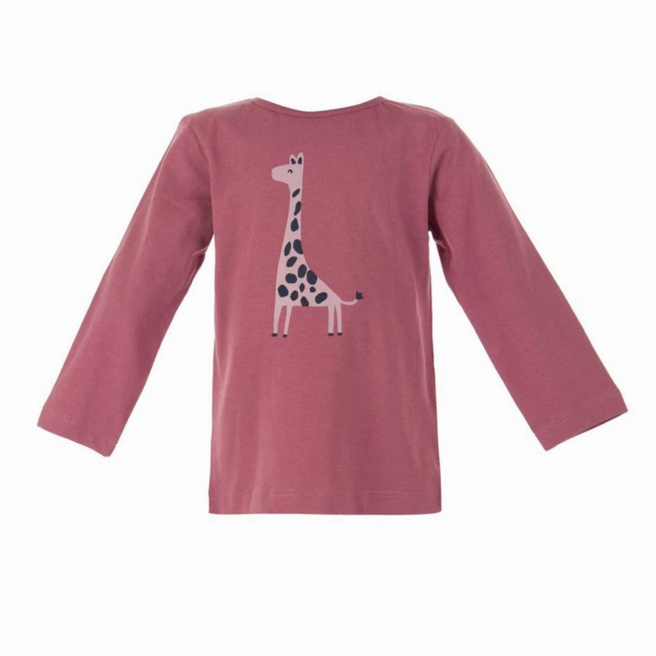 Colorful kids' clothes Bright colored children's clothes Losan Baby Long Sleeve Pink Tee - Giraffe - 12-18M