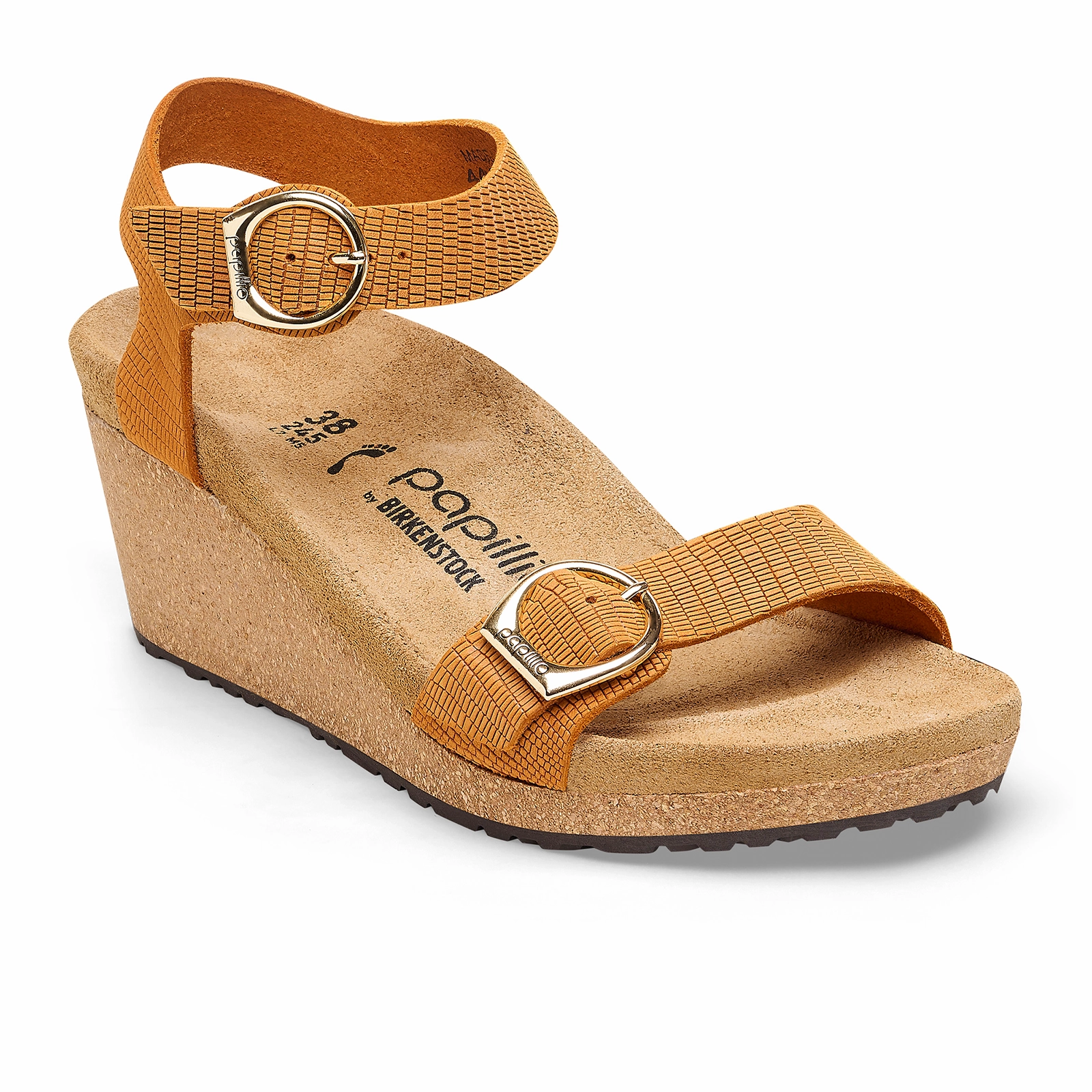 Efficient Use Birkenstock Soley Narrow Wedge Sandal (Women) - Embossed Burnt Orange Nubuck