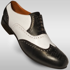 Aris Allen Men's 1946 Black and White Spectator Wingtip Dance Shoes Non Toxic Fabric