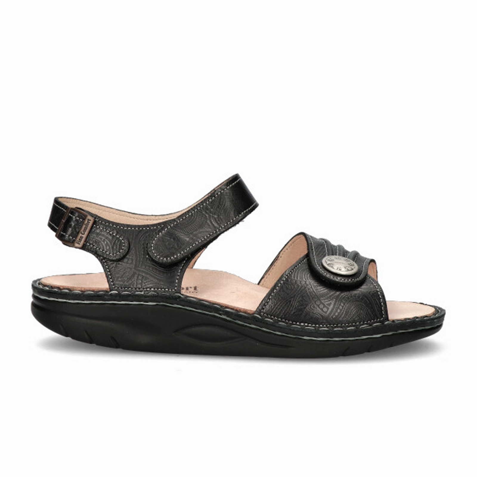 Relaxed Vibes Finn Comfort Sausalito Backstrap Sandal (Women) - Schwarz Arabesque