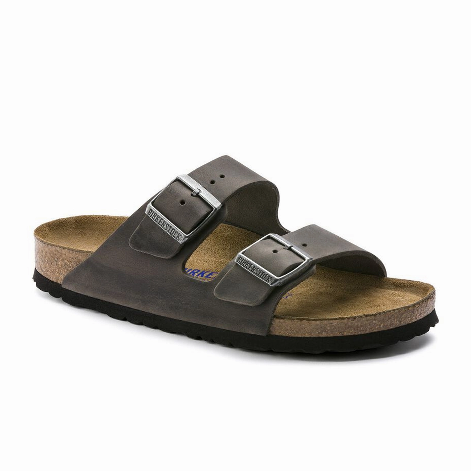 Birkenstock Arizona Soft Footbed Slide Sandal (Unisex) - Iron Oiled Leather Foot-Friendly Design