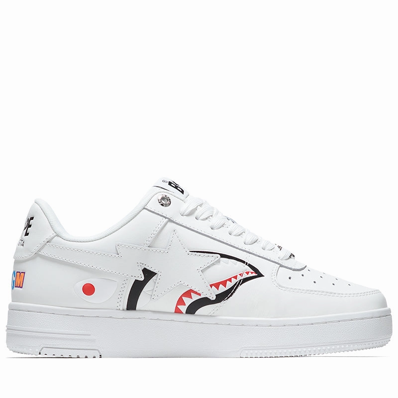 Comfortable leather Driving Moccasins A Bathing Ape Shark Bape Sta M2 - White