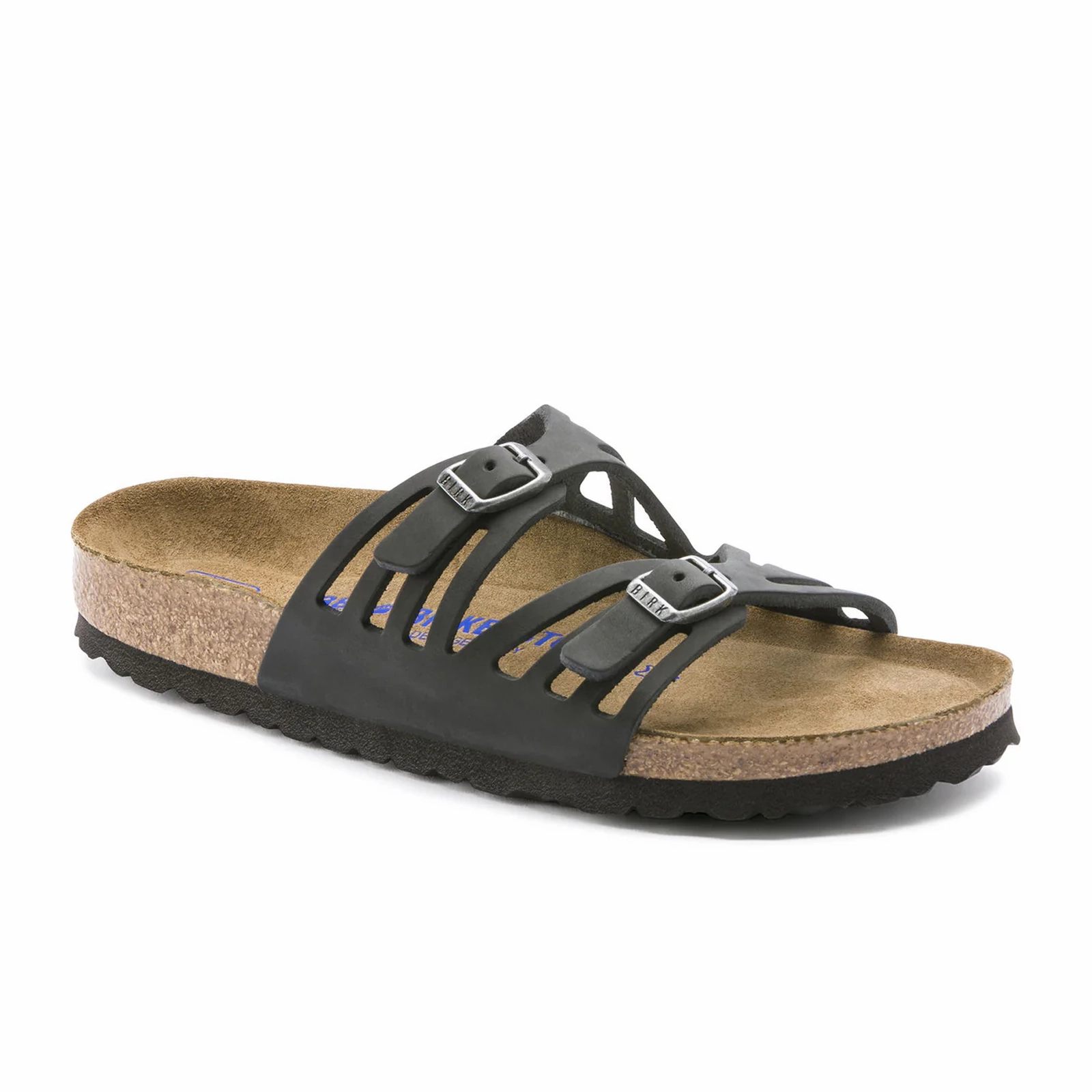 Lightweight Material Birkenstock Granada Soft Footbed Slide Sandal (Women) - Black Oiled Leather