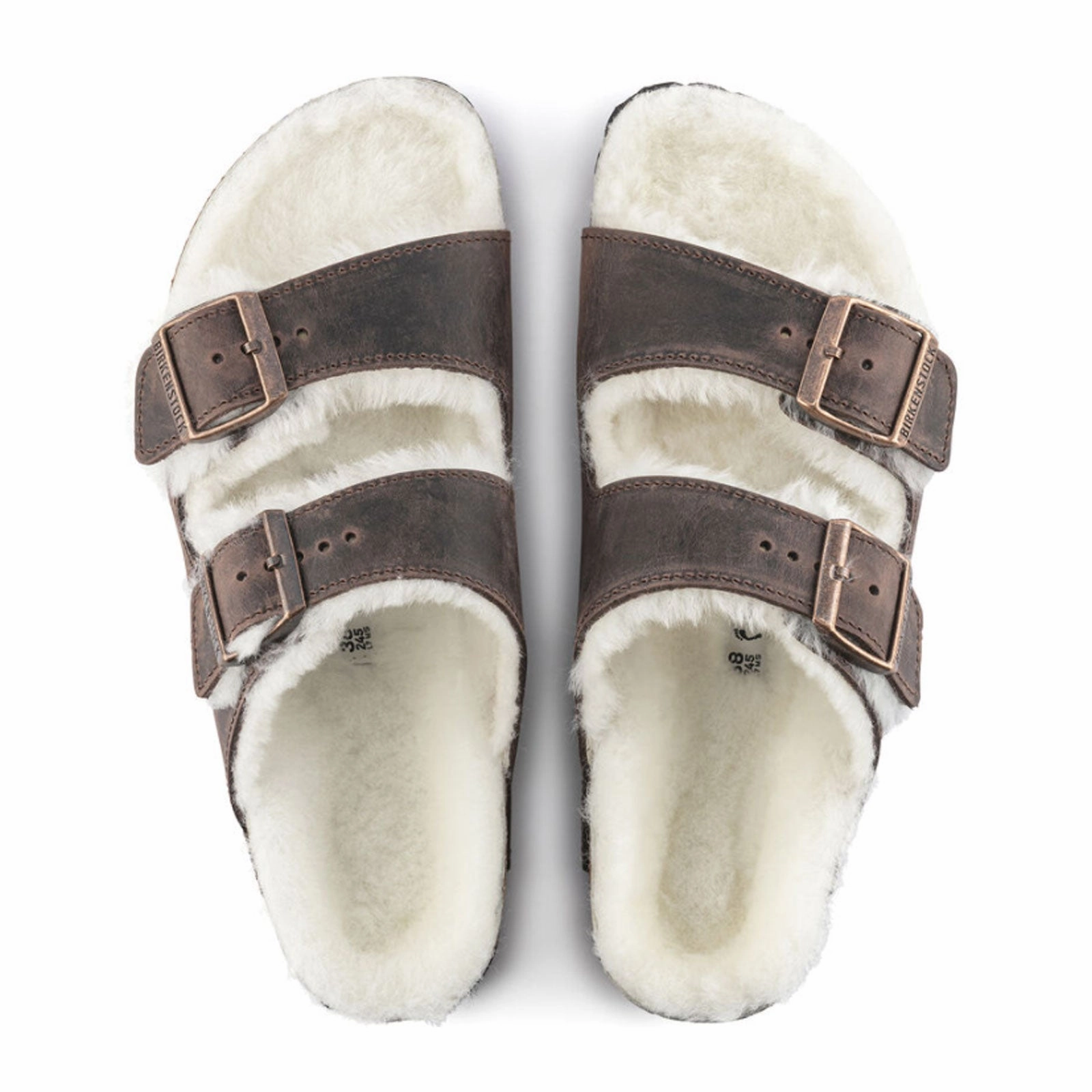 Simple Step Sandal Comfortable Walking Birkenstock Arizona Slide Sandal (Women) - Habana Oiled Leather/Natural Shearling
