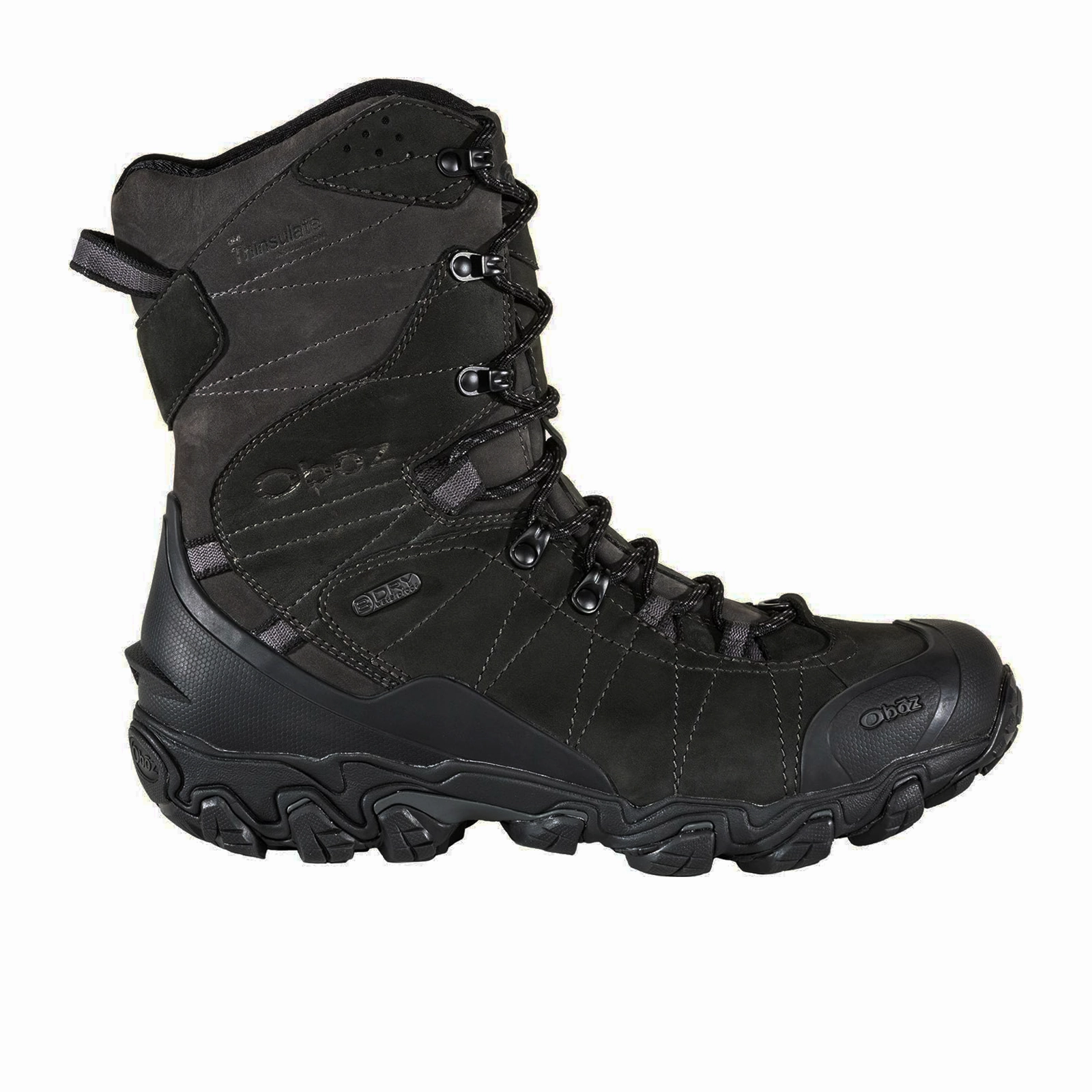 Path Steady Effortless Comfort Oboz Bridger 10" Insulated B-DRY Winter Hiking Boot (Men) - Carbon Black