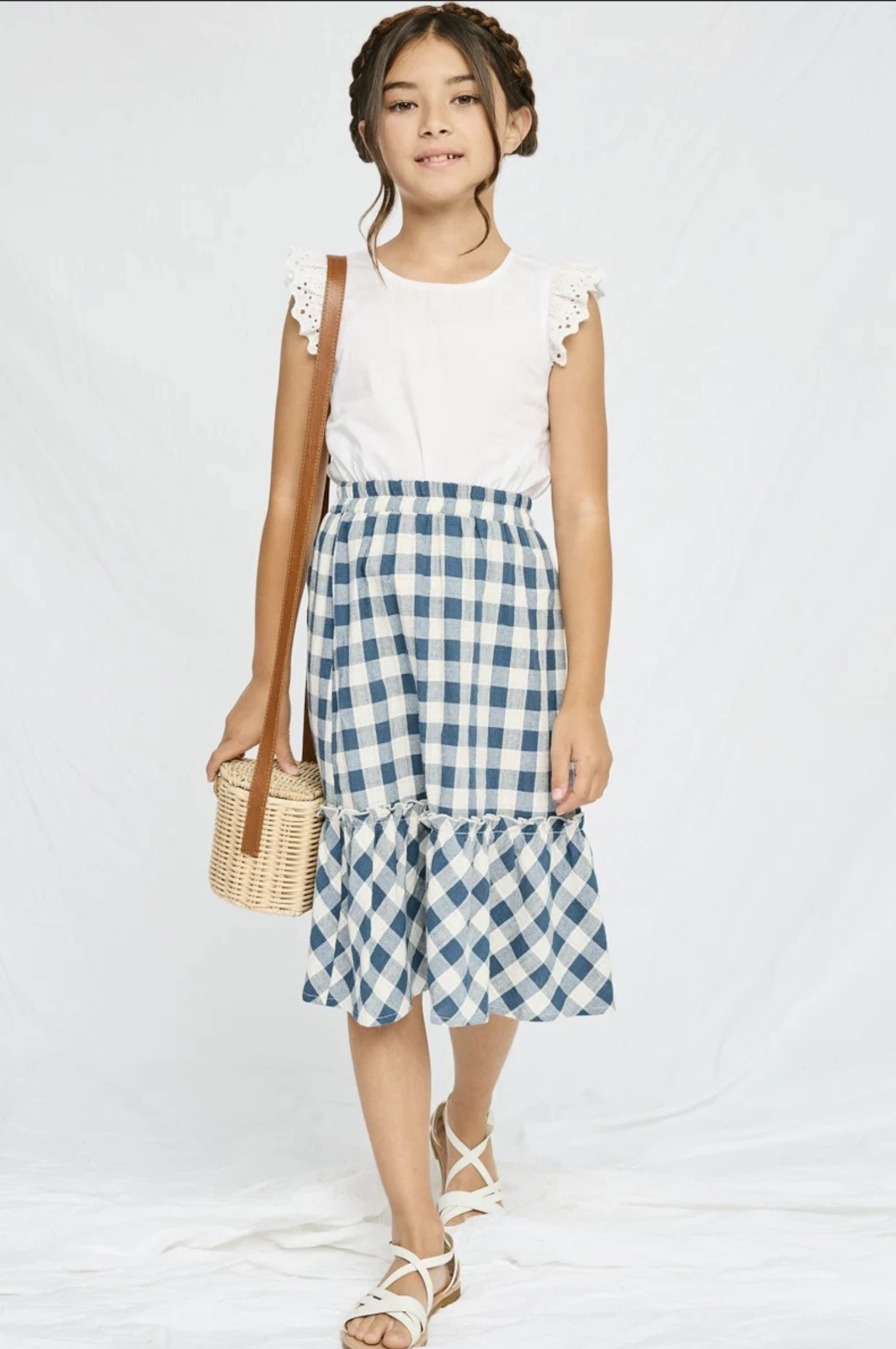 Warm Girls Checkered Ruffle Tiered Skirt