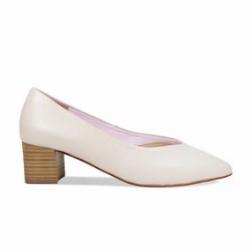Ingrid: Cream Leather Padded Tongue Formal Sandals