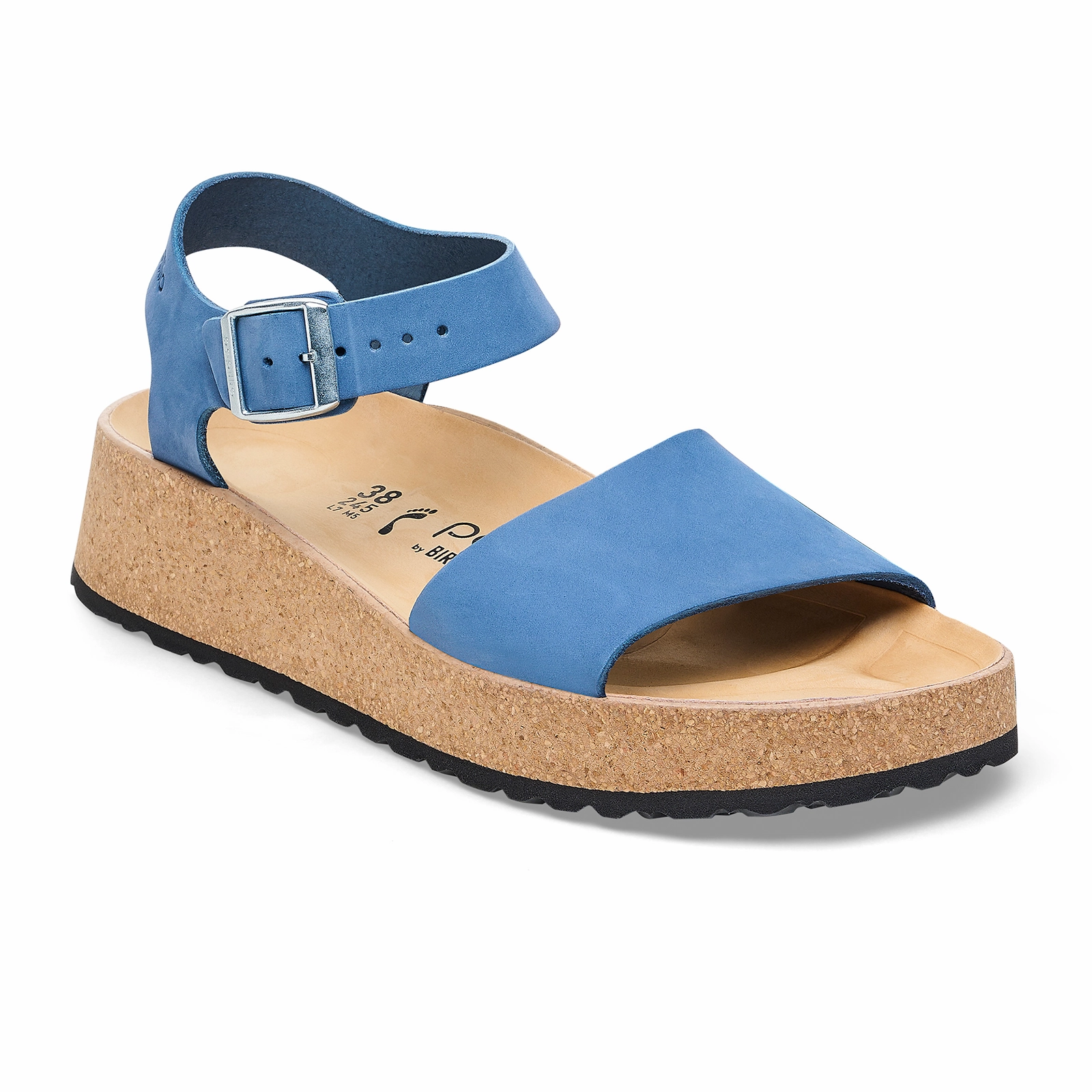 Birkenstock Glenda Narrow Wedge Sandal (Women) - Elemental Blue Nubuck Comfort arch