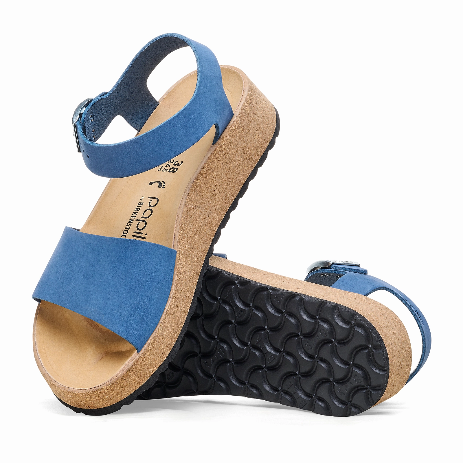 Birkenstock Glenda Narrow Wedge Sandal (Women) - Elemental Blue Nubuck Relax Foot Safe
