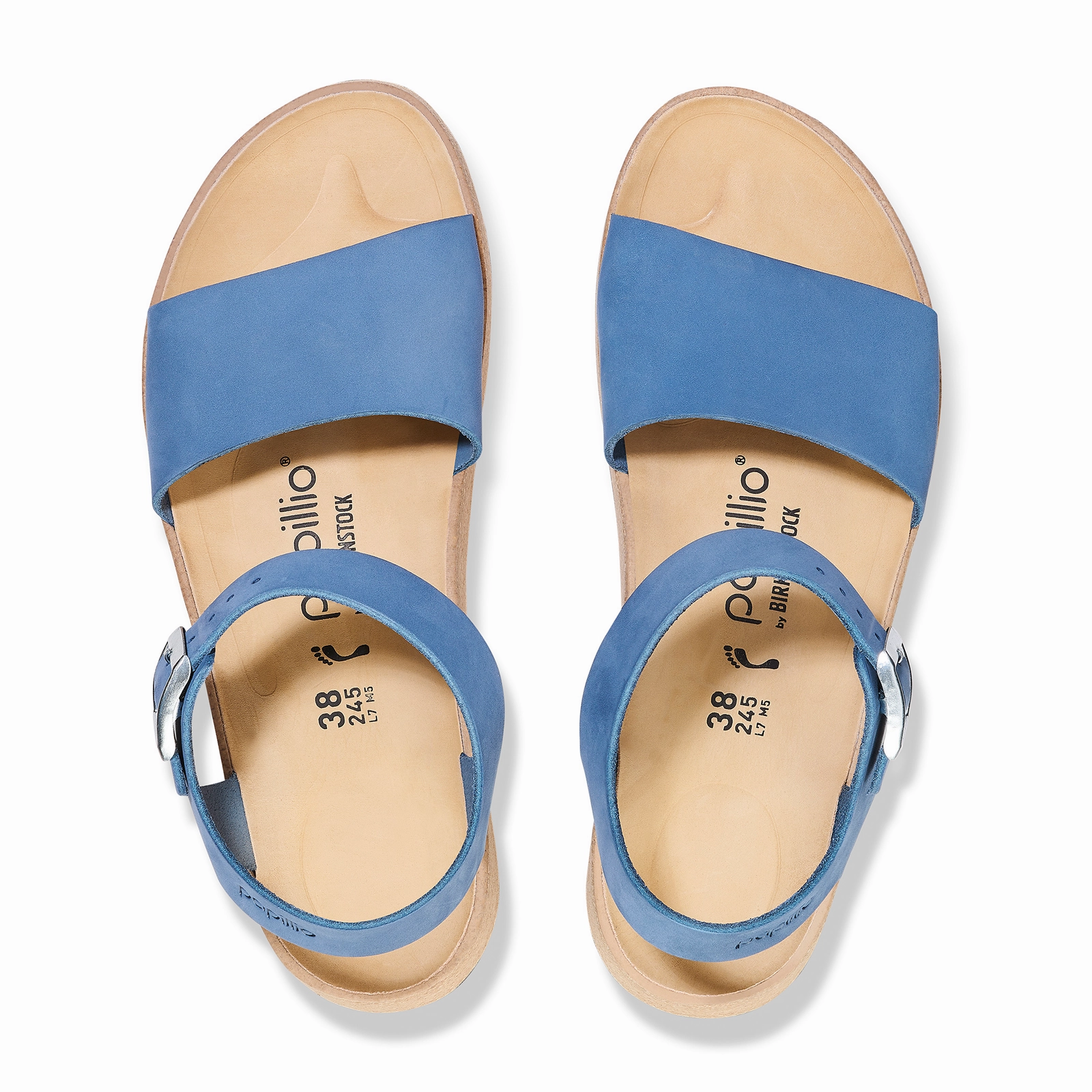 Stretchable Fabric Birkenstock Glenda Narrow Wedge Sandal (Women) - Elemental Blue Nubuck