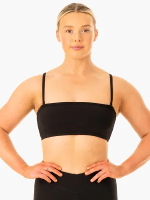 Non-Chafing Edge Convertible Bandeau Sports Bra - Black