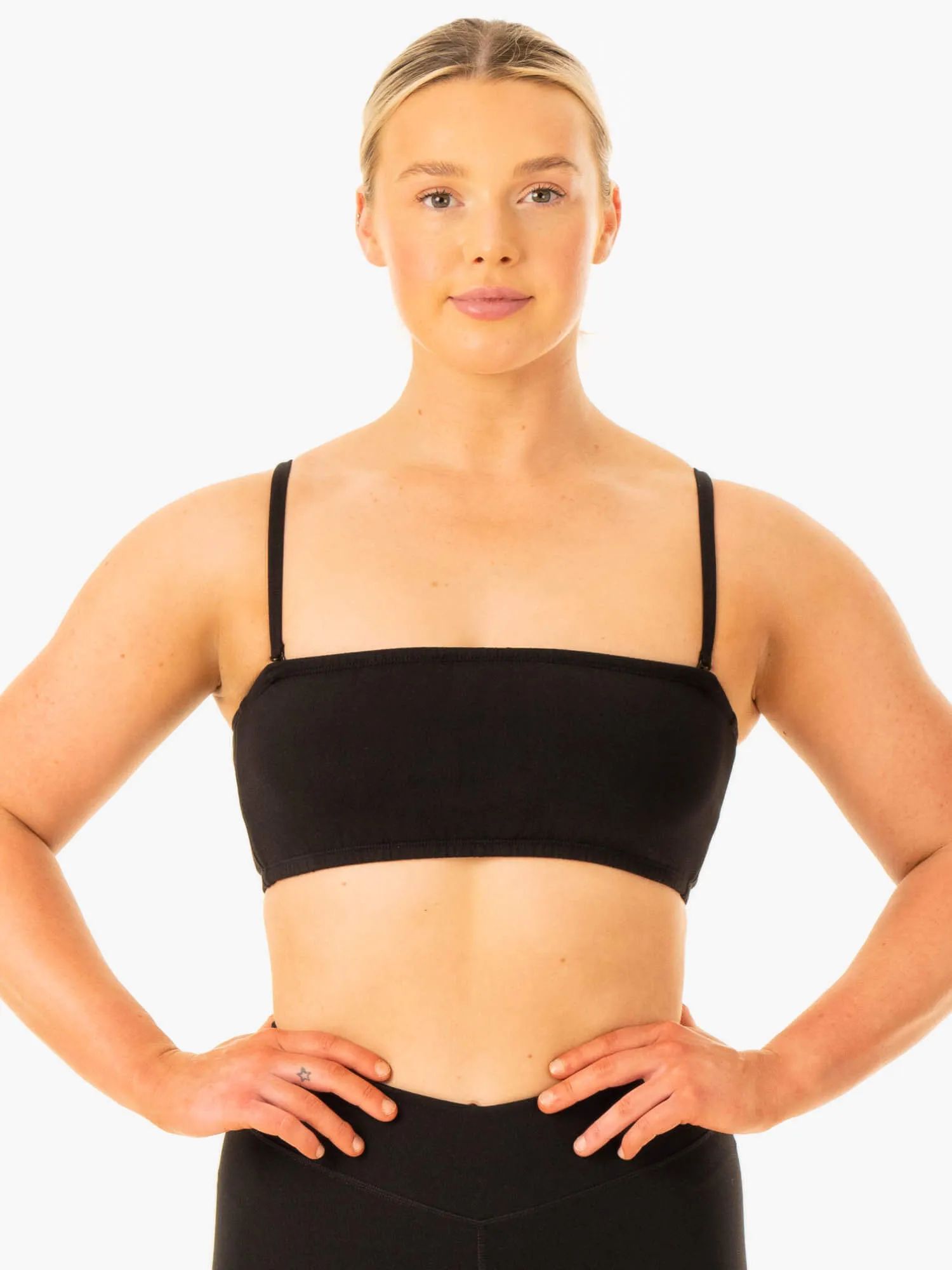 Non-Chafing Edge Convertible Bandeau Sports Bra - Black