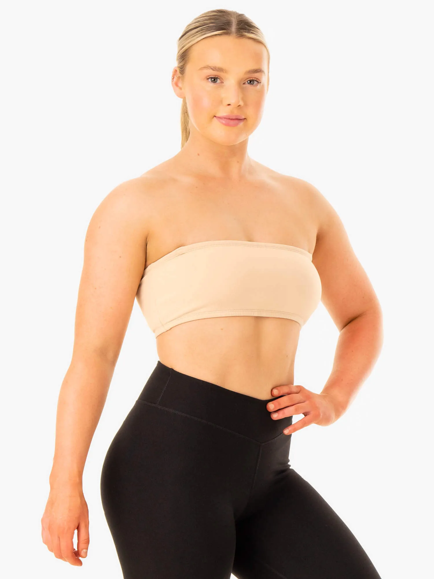 Durable Support Convertible Bandeau Sports Bra - Sand