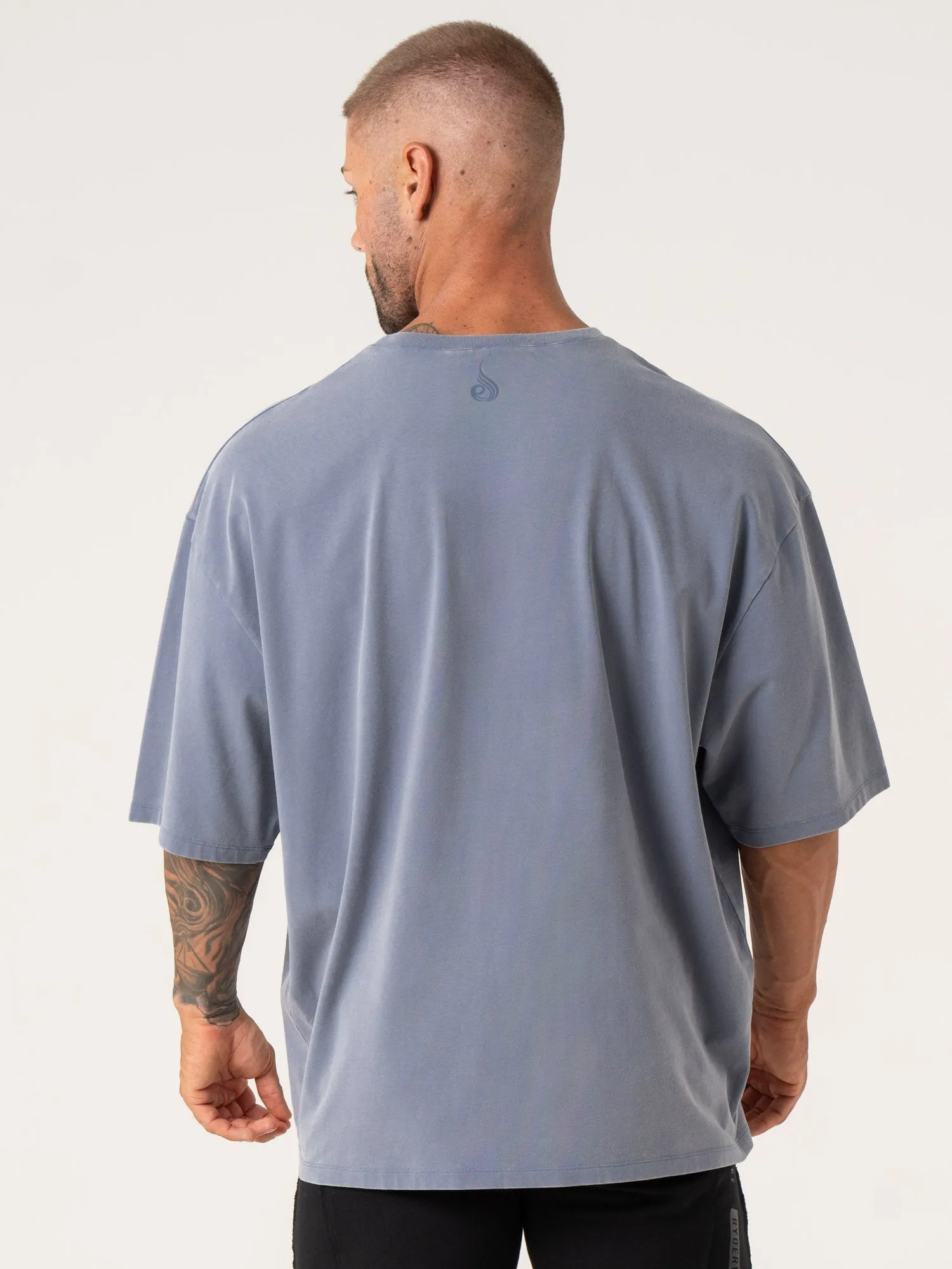 Comfort Flex Cool Weather Wear Pursuit Oversized T-Shirt - Denim Blue Stonewash
