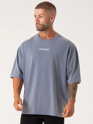 Tough Build Cool Weather Wear Pursuit Oversized T-Shirt - Denim Blue Stonewash