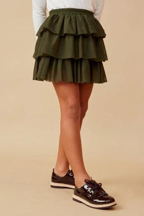 Elastic Waist Tiered Mesh Skirt Lounge - Wear Weekend wear for kids