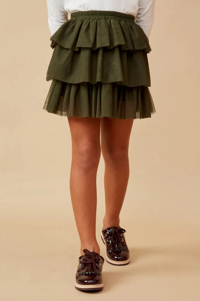 Elastic Waist Tiered Mesh Skirt Playful