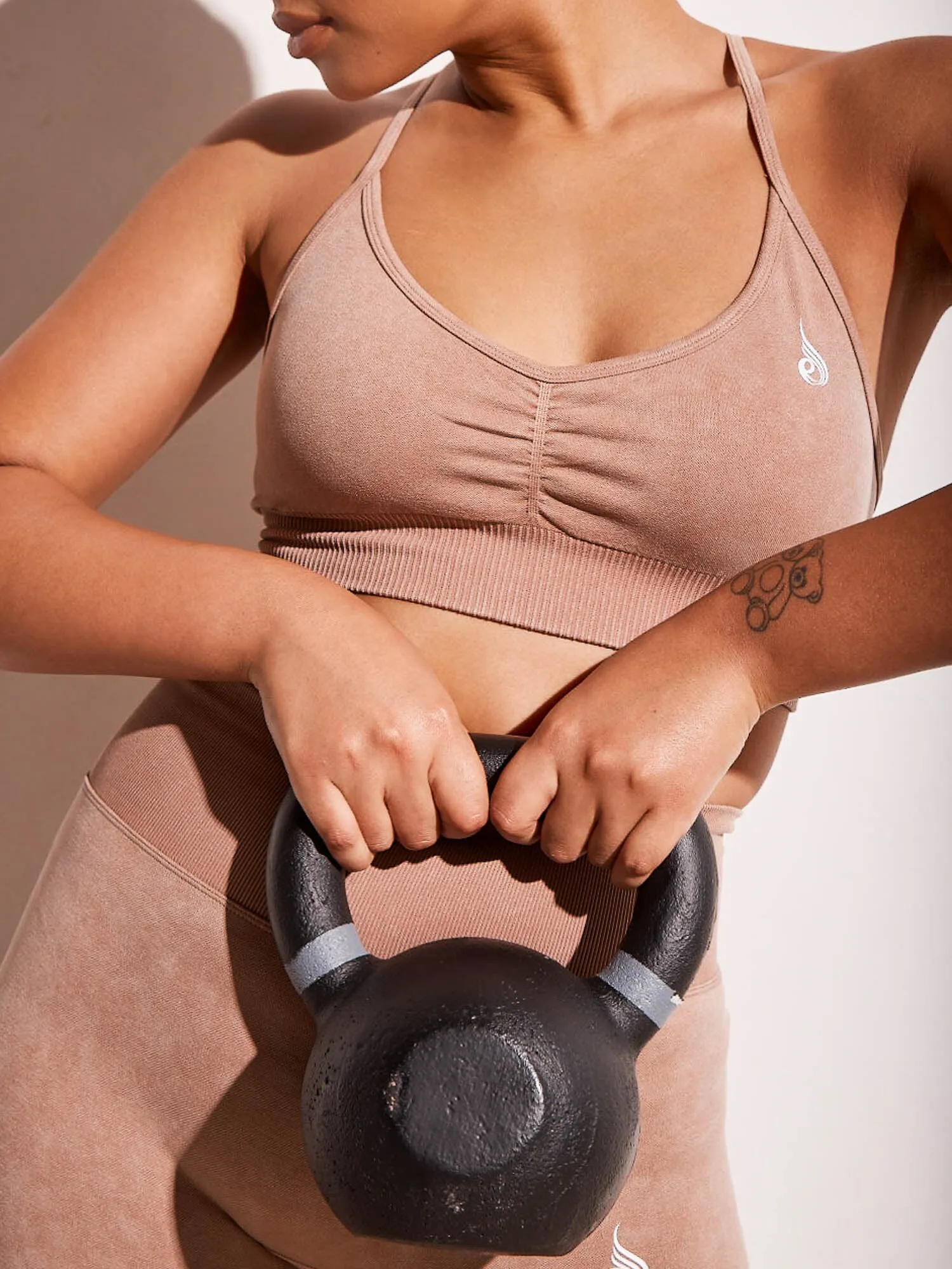 Abrasion Resistant Fabric Pilates outfit Stonewash Seamless Sports Bra - Tan Stonewash