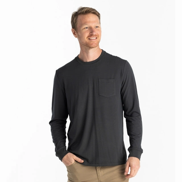 Daytime Look stain resistant coating Mens Bamboo Flex Long Sleeve Pocket Tee